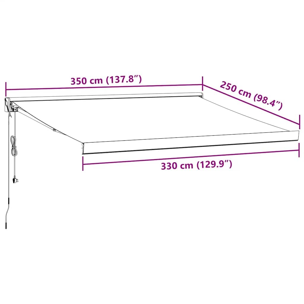 Toldo de brazo articulado de 3,5 x 2,5 m, aluminio y poliéster UV, montaje en pared, balcón y terraza