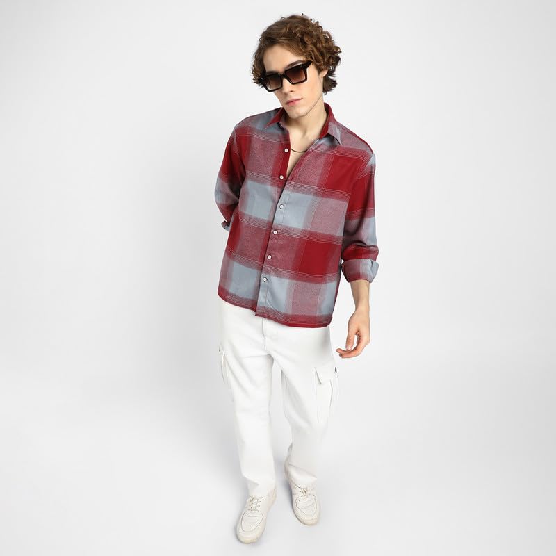 Image of CAHOOT Men's Shacket for Casual Wear | Spread Collar | Long Sleeve | Button Closure | Overshirt /Shacket Crafted with Comfort Fit for Everyday Wear