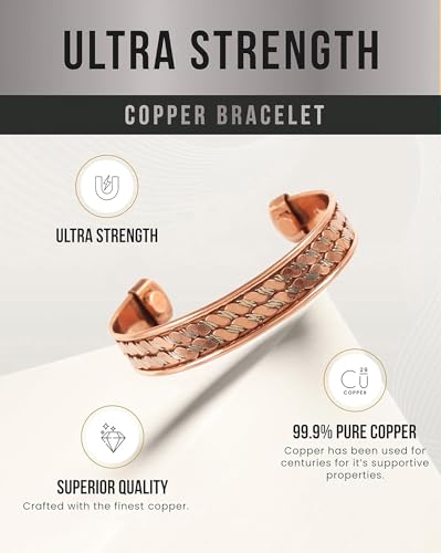 Image of Touchstone copper bracelets | gift for men women |adjustable 100% pure solid real magnetic jewelry | handmade bracelet set combo | rope braided tibetan bangles.