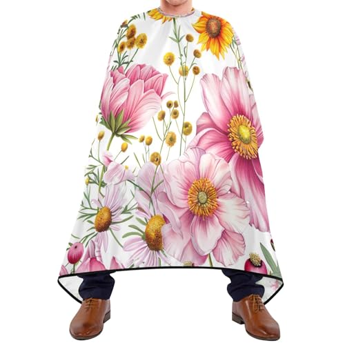 WELLDAY Hair Cutting Cape for Men, Cosmos Flowers Barber Cape Adjustable Neck Size Professional Salon Cape