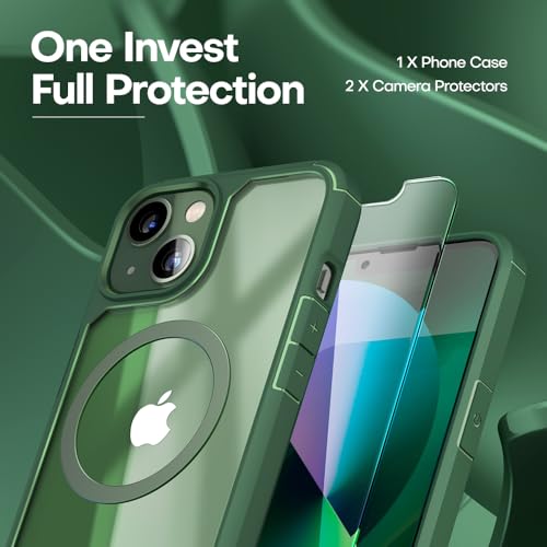 Image of TAURI for iPhone 13 Case, Compatible with MagSafe, Green