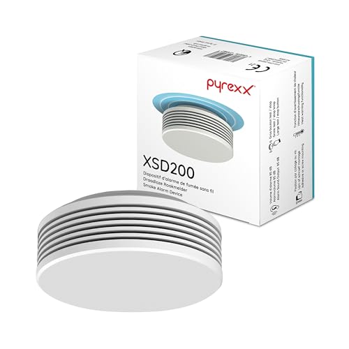Pyrexx XSD200 Détecteur de fumée sans Fil, Pile 10 Ans, avec Support magnétique, sans perçage et LED Clignotante, certifié Q-Label, Blanc, 1