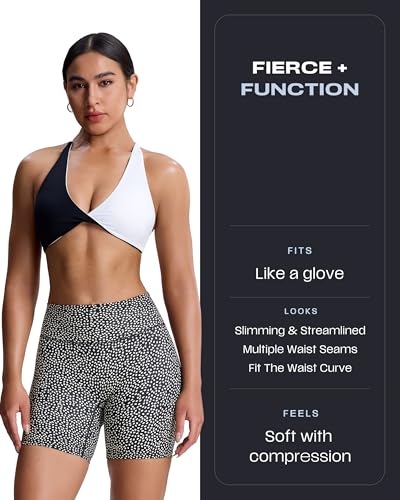 Image of Aoxjox Trinity Workout Biker Shorts for Women Tummy Control High Waisted Exercise Athletic Gym Running Yoga Shorts 6 inch