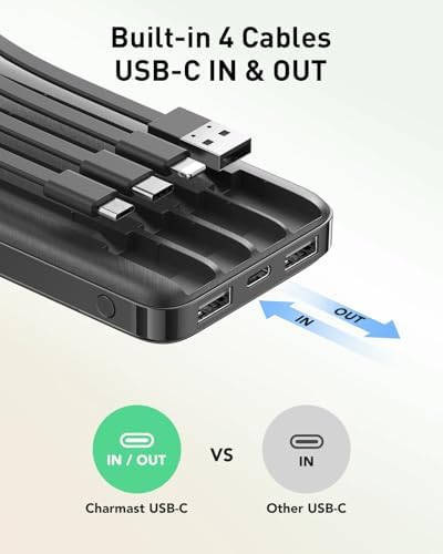 Charmast 10000mAh Portable Charger with 4 Built-In Cables - Image 3