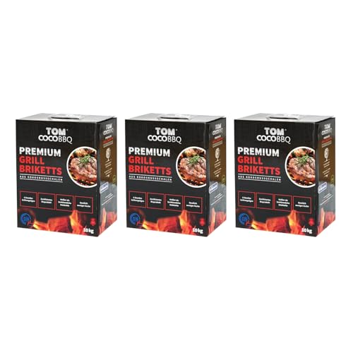 TOM Cococha KS1891 TOM COCO Grill-Kokoskohle Briketts, Quader, 3 x 10 kg (30 kg)