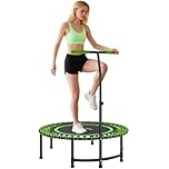 Soozier 45" Rebounder Trampoline for Adults, Mini Fitness Trampoline Bungee Rebounder with 5-Level Adjustable Handle, Indoor Outdoor Jumping Cardio Trainer, Max Load 450LBS, Green