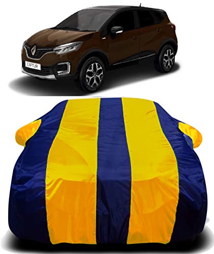 Image of Car Cover Compatible for Renault CAPTUR Waterproof Car Cover with Ultra Surface Body Protection (Yellow Stripes) (Renault CAPTUR)