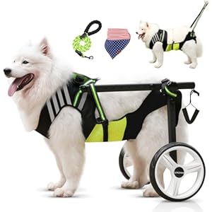 Dog Wheelchair for Back Legs Large Small, Newly Wheelchair for Dogs, Adjustable Dog Carts with Wheels for Disabled Hind Legs, Waterproof, with LED, Leash, Angle-Adjustable Wheels
