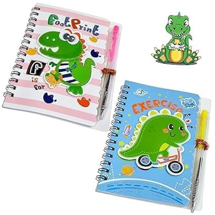 TERA 13 Spiral Diary Notebook with Pen, Christmas Gift Items for Kids, Return Gift for Kids, Small Notebook Diary for Kids, Dinosaur Theme Diary for Kids, Notepad Pen Gift Pack, Gift for Kids (6pcs)