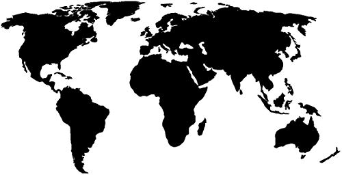 Adesivo a forma di mappa del mondo, 070 nero, 40 x 20cm