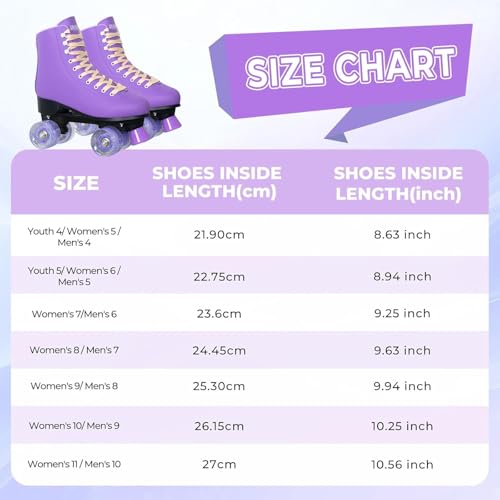 Image of Nattork Roller Skates for Women Outdoor Indoor Four-Flashing Wheel Fun Fashionable Roller Skates for Men Girls Boys Dark Purple(Women Size US 8)