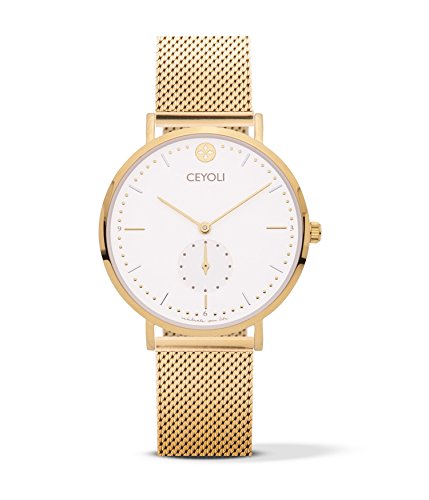 Montre femme Celebrate Line White Mesh acier inoxydable dore bracelet blanc