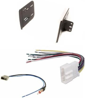 Double Din Dash Bracket Kit + Wire Harness & Antenna Adapter Compatible with Nissan Versa 2007-2012