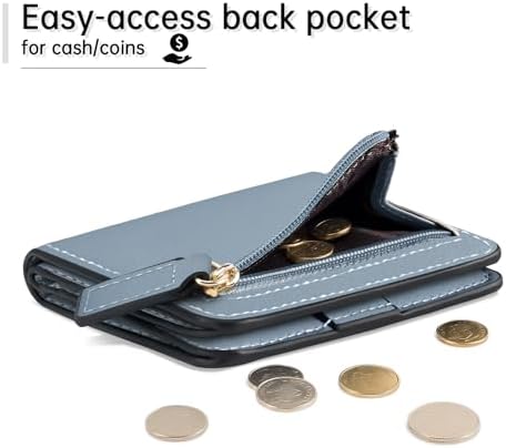 Toughergun Womenâs Small Slim Leather Wallet with RFID Protection, Compact Bifold Mini Purse with Clear ID Window - 3