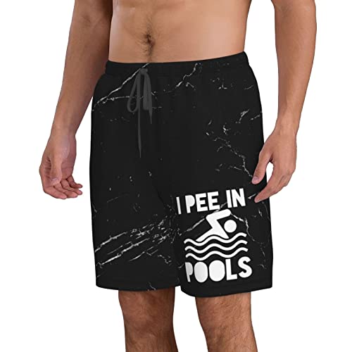 I Pee in Pool Funny Mens Swim Trunks Quick Dry Swim Shorts Summer Beach Shorts with Pockets Swimsuit2