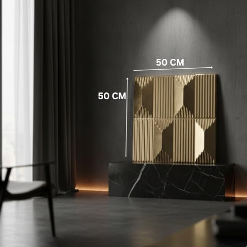 Image of Kayra Decor 3D PVC Wall Panels - Abstract Design, Champagne Gold Color 19.7 inch x 19.7 inch (Pack of 40) - Covers 107.6 Sq. Ft.