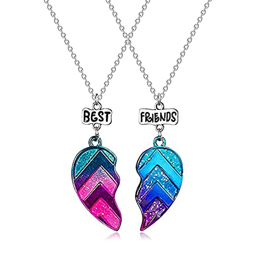 2 Piezas Cadenas de BFF Collar, Collar Mejores Amigas, BFF Collares para 2, Best Friends Cadena con Colgante, Cadena de la Amistad Mejores Amigos, Amigos Collar para Siempre para Mujeres Y Niñas