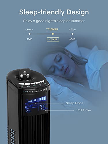 Tower Fan, 36” Oscillating Fans With Remote, Sleep Mode And 12H Timer, Large Led Display, 6 Modes, Portable Stand Up Floor Bladeless Fan For Bedroom Living Rooms And Office (Black) #TOP2
