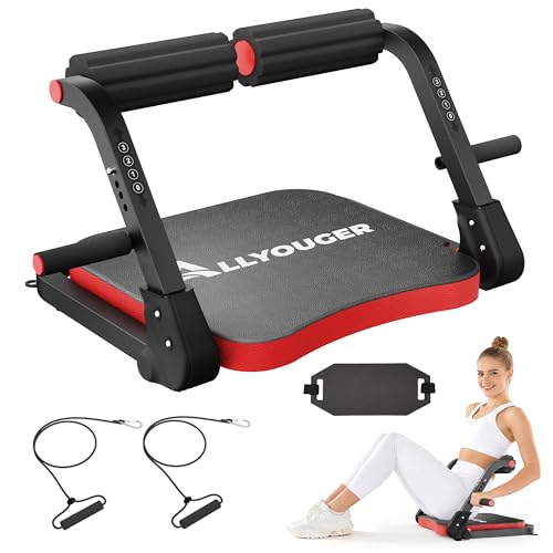 Ab Machine,Sit Up Exercise Equipment& Core Machine, Workout Equipment,Adjustable Ab Trainer with 3 Resistance Levels and Removable Auxiliary Handle,Home Gym Fitness Equipment for All Ages