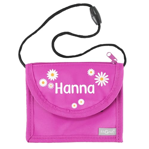 Striefchen Brustbeutel für Kinder mit Sichtfenster - personalisiert - (Blumen, Pink)