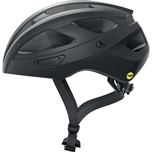 ABUS Macator MIPS road bike helmet - entry-level bike helmet with visor - suitable for ponytail wearers - for men and women - black, size M