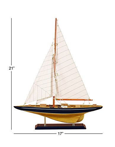 Deco 79 Wood Sail Boat Sculpture With Lifelike Rigging, 17" X 4" X 21", Beige #TOP4