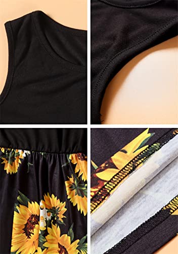 EFOFEI Mom and Me Dresses Matching Summer Floral Dress Round Neck Sleeveless Family Dress2