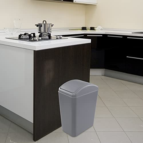Caneca de basura con tapa basculante 16 L gris Wekioger miniatura 7