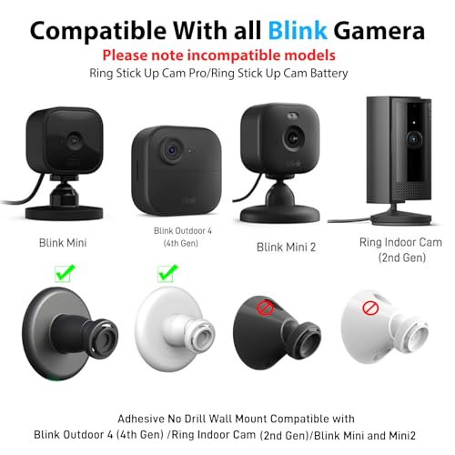 Image of 3 Pack Blink Camera No Drill No Screws Wall Mount Bracket, Strong Adhesive Wall Mount for Blink Outdoor 4, Outdoor 2K+, Mini, Mini 2K+, Ring Indoor Cam-Black