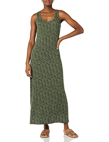 Amazon Essentials Damen Ärmelloses Maxikleid, Grün Punkte, M