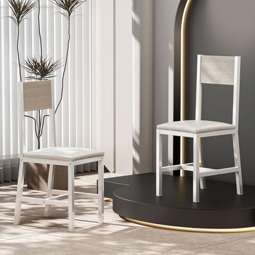 Reviews de Sillas de recepción comprados en linea. 50 HORYY Juego de 2 Sillas de Comedor Retro con Asiento de PU | Estructura Metálica + Respaldo MDF | Cocina, Oficina, Restaurantes (Blanco y Gris)
