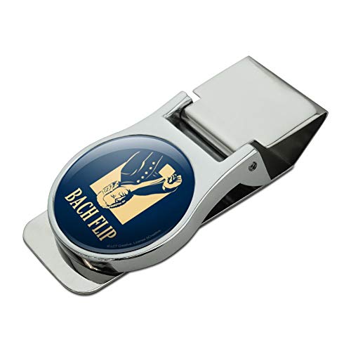 Bach Flip Back Johann Sebastian Classical Music Funny Humor Satin Chrome Plated Metal Money Clip