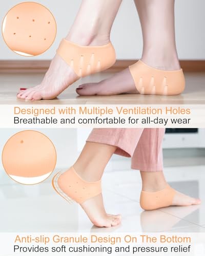 Image of ARIME ADDA Silicone Gel Heel Pad Socks for Pain Relief | Heel Swelling Pain Relief | Anti Crack Moisturizing Socks for Dry Hard Cracked Ankles | Man and Women Gel Heel Protectors Free Size (Warm Rosy)