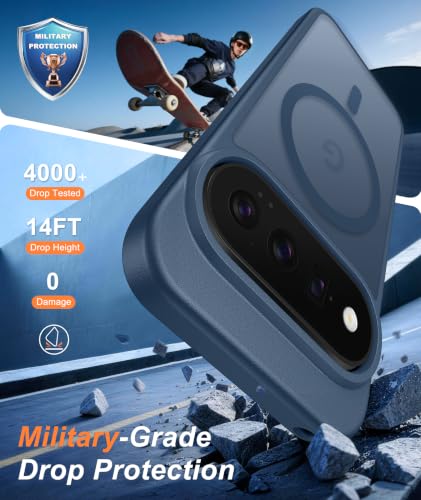 Image of FNTCASE for 11 /11 Pro Case: Compatible with MagSafe Blue | With Screen Protector, Translucent Magnetic Back, Military Grade Drop Protection, Matte Shockproof Phone Cover, Blue