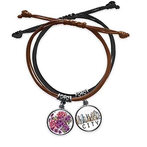 Bracelet fleur bleu et blanc en corde tressée et cuir Sidi pour homme et femme