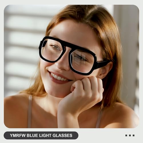 Image of Aviator Blue Light Blocking Glasses for Women Men Square Flat Top Computer TV Eyeglasses Anti Eyestrain