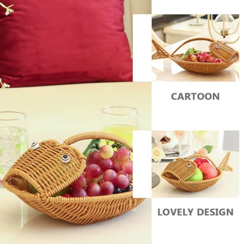 Cesta de almacenamiento forma de pez tejida para frutas y oficina 5