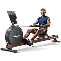 MERACH Professional Self Generated Rowing Machine, Upgraded 60kg Peak Magnetic Resistance, Auto Resistance Adjustment, Dual Wooden Rails, LED Display– A Ideal Blend of Professionalism and Art (Black)