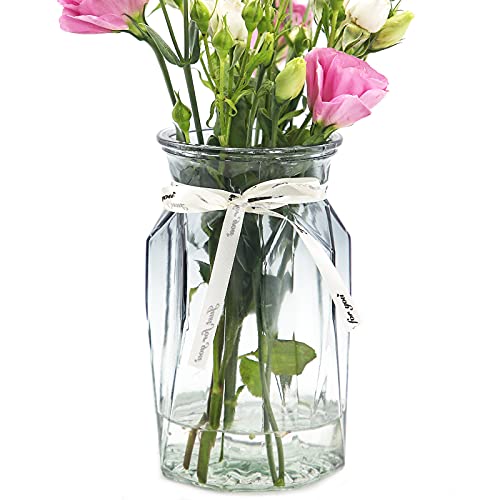 OFFIDIX Vase en verre, centre de table géométrique moderne, vase décoratif multicolore dégradé pour bureau, maison, cuisine, décoration de mariage (gris...