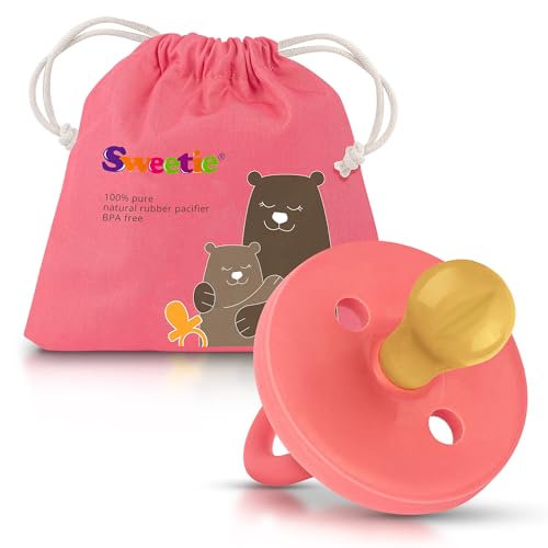 Image of SWEETIE Rubber Pacifier Natural Rubber Pacifier Rounded Pink Medium 6-12 Month