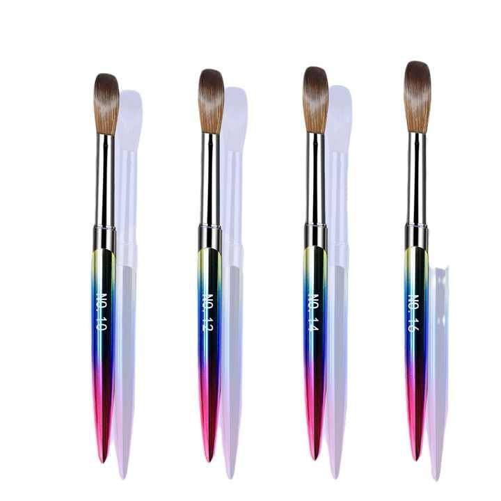 KIRA Professional Rounded Acrylic Brush Set | Nail Art Extensions | Natural Bristles Bristles & Light Sturdy Rainbow Body, Smooth Application | 4pc Acrylic Nail Brush, Size 10/12/14/16-image-40