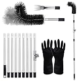 Dachrinnenreiniger, 4 m Länge, verstellbare Dachrinnen-Reinigungsstange mit Dachrinnenschaufel, Aluminium-Legierungsgelenk, verstellbarer Winkel, zum Entfernen von Blättern, Schmutz und Spinnennetzen