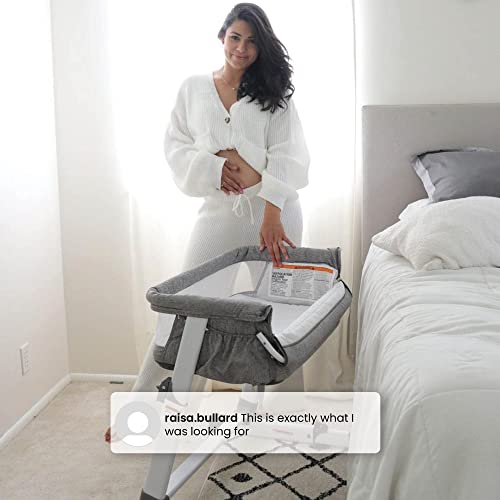 Delta Children Simmons Kids Dream Bedside Bassinet with Zip-Down Side Wall – Convenient Baby Sleeper with Breathable Mesh and Adjustable Heights - Lightweight Portable Crib, Grey - image 7