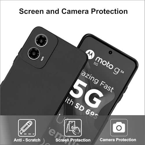 Image of SBMS Silicone Back Cover Case for Motorola Moto G34 5G / Moto G45 5G | Soft Micro-Fibre Lining Inside | Camera Protection Bump | Shockproof Back Cover Case for Moto G34 /G45 5G (Black)
