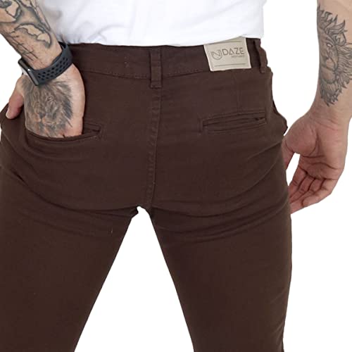 Calça Sarja Masculina de Alfaiataria (Marrom, 44)