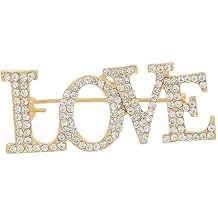 YUNXI Alloy Colored Rhinestone LOVE Brooch for Women Simple Letter Love Brooch Pin Sparkling Party Jewelry for Jacket Blouse Scarf