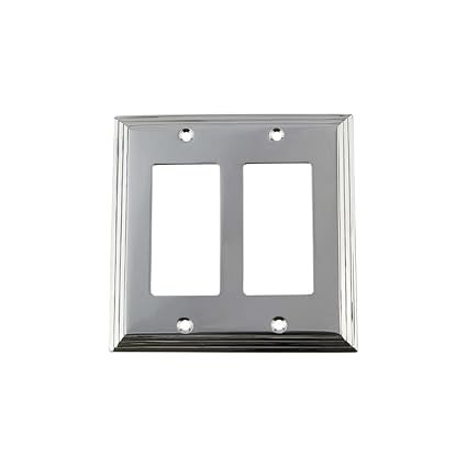 Nostalgic Warehouse 719882 Deco Switch Plate with Double Rocker, Bright Chrome