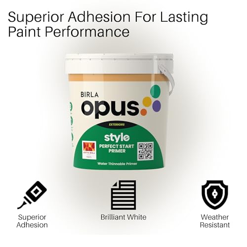 Image of Birla Opus Style Perfect Start Water Thinnable Economy Primer (1L, White Colour, Matt Finish)-Strong Adhesion & Good Opacity-Spotless Topcoat Finish-For Exterior Walls, Home, Office