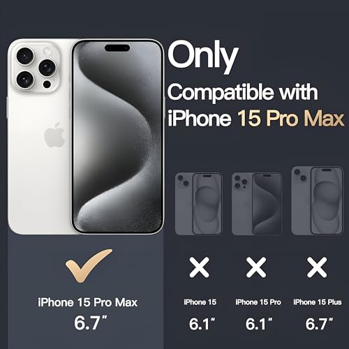 Image of Dsynk Gear Case Compatible with iPhone 15 Pro Max, Black | Magnetic Compatible with MagSafe | Built-in Stand & Camera Lens Protector | Anti-Yellowing & Scratch-Resistant Crystal Clear Back Cover