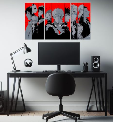 Image of AD INFINITUM Anime jujutsu kaisen 300 gsm Paper Split Design Wall Poster, Multicolor | 30 x 18inches | Split Design, Set Of 3 (JUJUTSU KAISEN)